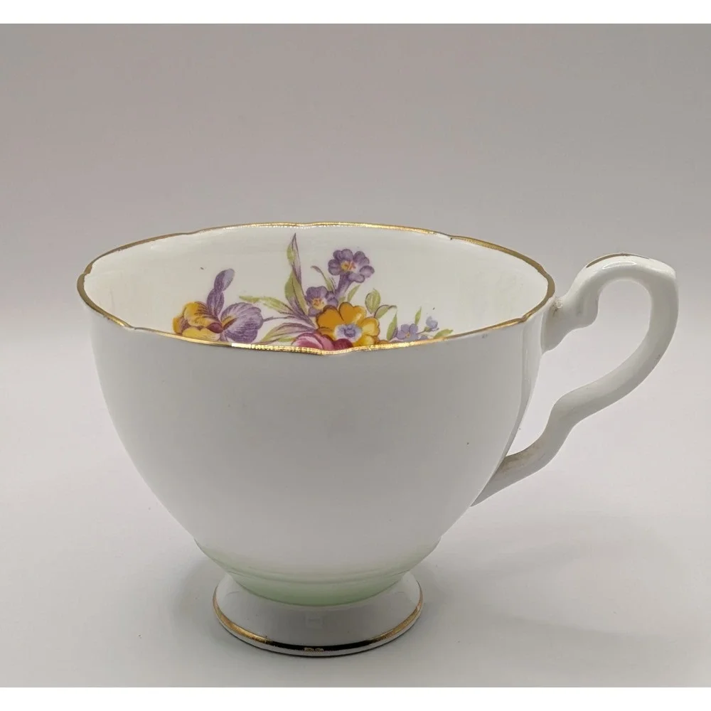 Royal Stafford England Tea‎ Cup And Saucer Mint Green White Floral Design